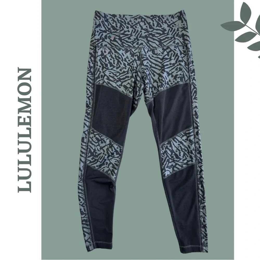 Lululemon Hot  to Street Legging Animal Print Mesh Inlay Grey Black
Size 10